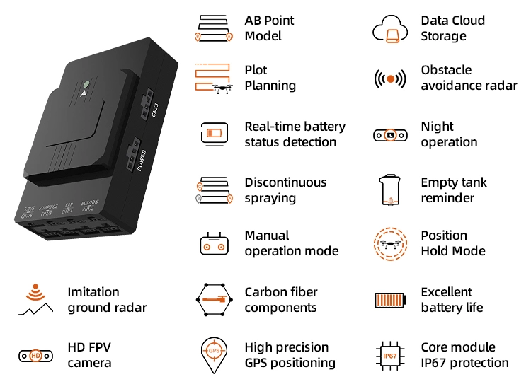 Autonomous Obstacle Avoidance 72L Intelligent Crop Spray Agriculture Drone with High Accuracy and Long Life in Stock