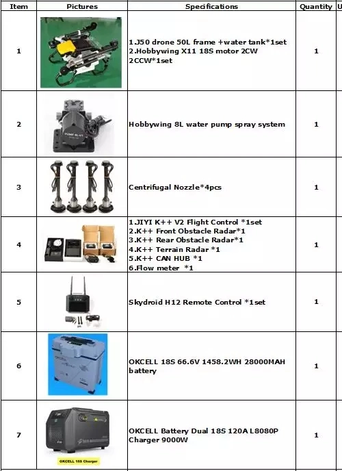 J50 4 Axis 50L 50kg Agricultural Spray Drone Jiiyi Flight Control with Hobbywing X11 Power System Complete Set of Drone