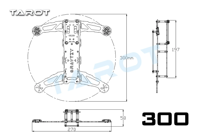 Tarot 300 Mini Frame Tl300b Multi-Copter Frame