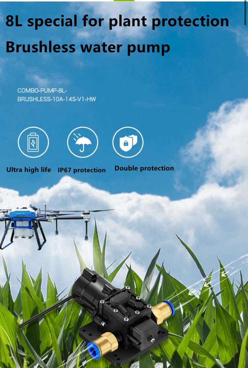 Farm Drone with 8L Pump High-Pressure Spray Drone Pump Agricultural Drone High-Power Spray Self-Priming DC Water Pump