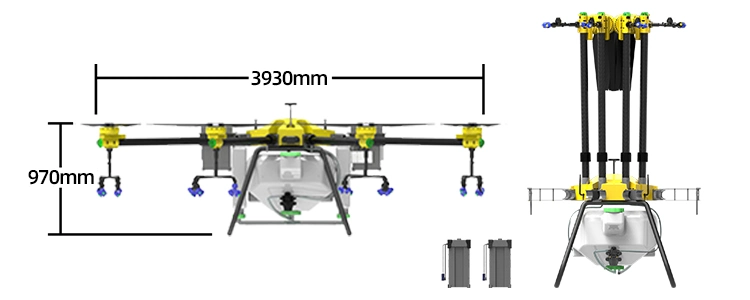 Safe Battery-Powered Uav 72-Liter Binocular Heavy Payload Waterproof Crop Fertilization Smart Spraying Drone Agriculture Fumigation Machine