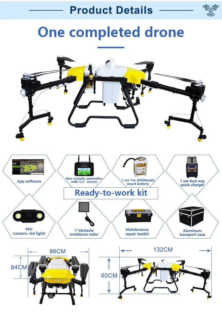 16L Agricultural Fumigation Spraying Drones for Paddy Fields