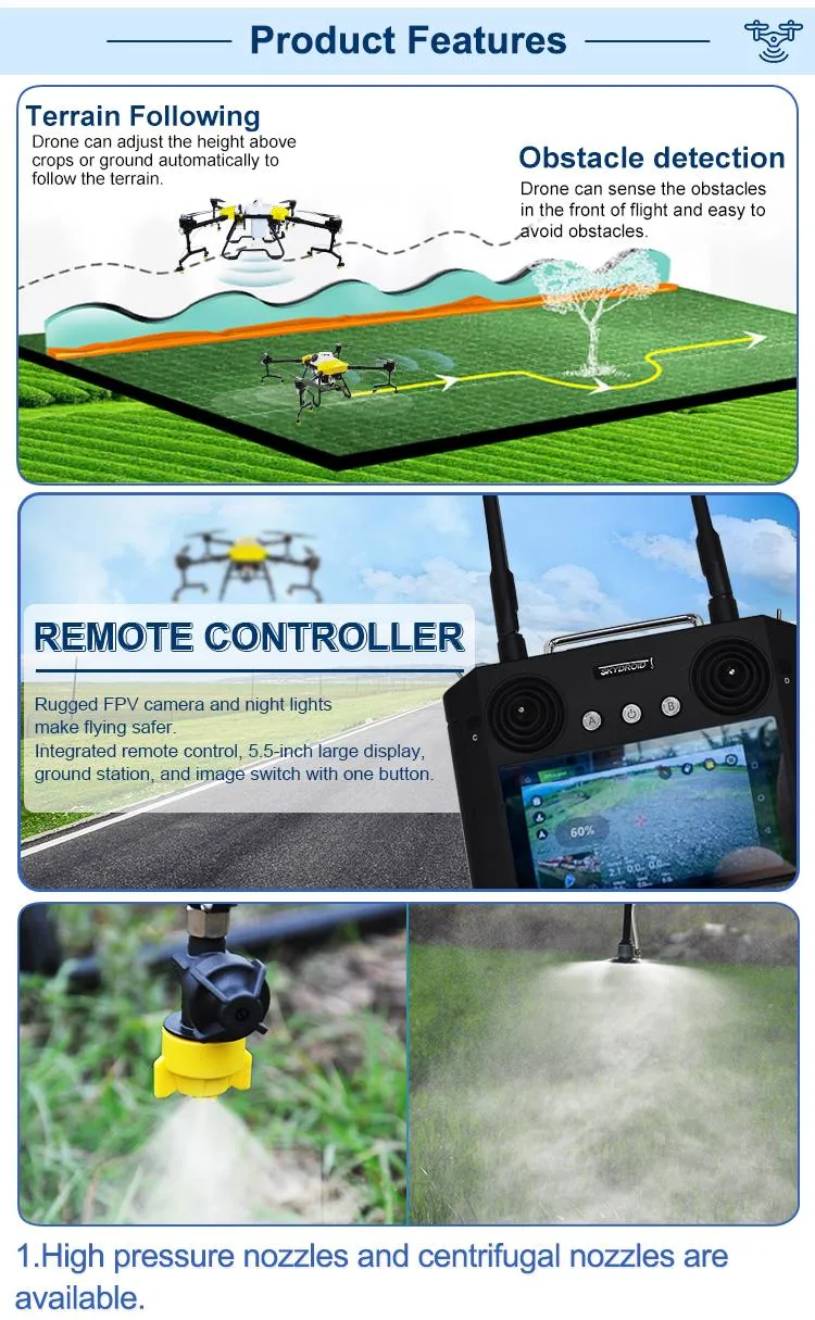 16kg Payload Autonomous Flying Dust Sprayer Drone for Farming