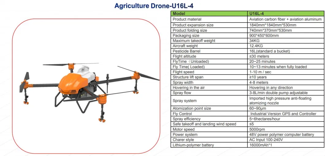 20L Agriculture Drone Sprayer with 4 Rotors Remote Control Pesticide Spray