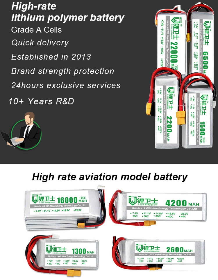 Lws Factory 2s 3s 4s 5s 6s 12V 22.2V 2600mAh 3000mAh 22000mAh 25c Li-Polymer Battery Lipo Battery for Agricultural Uav Drone