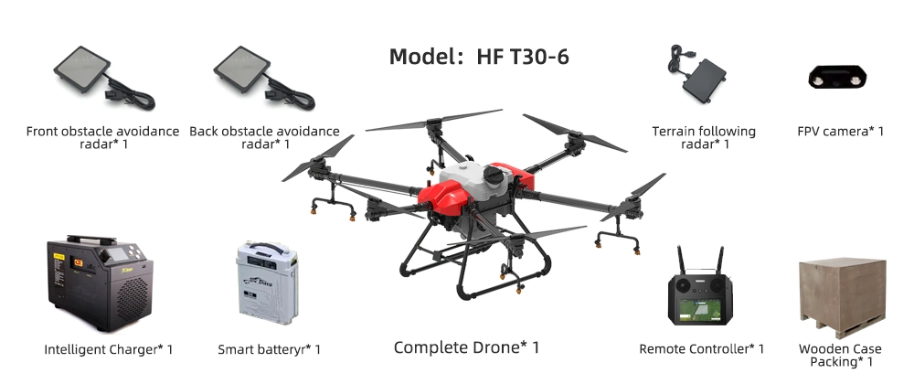 Hf T30 40 Kg Pulverizador Farm Pest Control 30 L Drones PARA Fumigar Precio Agricola Precio Agriculture Drone Citrus Sprayer for Fruit Crop Fumigation Spray