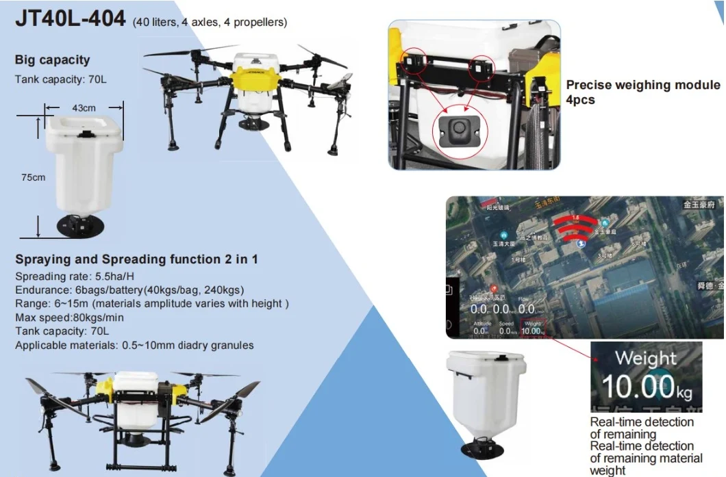 Battery Power Crops and Vegetables Pesticdes Spraying GPS RC Control Orchards Fumigation Same as Dji Agras Drones Plant Protection for Large Farm Use