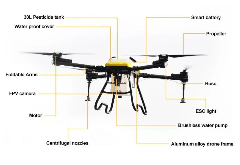 Cost-Effective 30 Liters Agricultural Sprayer Drone with Centrifugal Nozzles and Granule Spreader