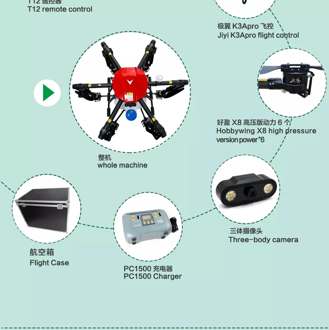 Portable Professional Customized Hexacopter 16kg Payload Super Long Distance Flight Medical Drones Delivery Drone with Camera