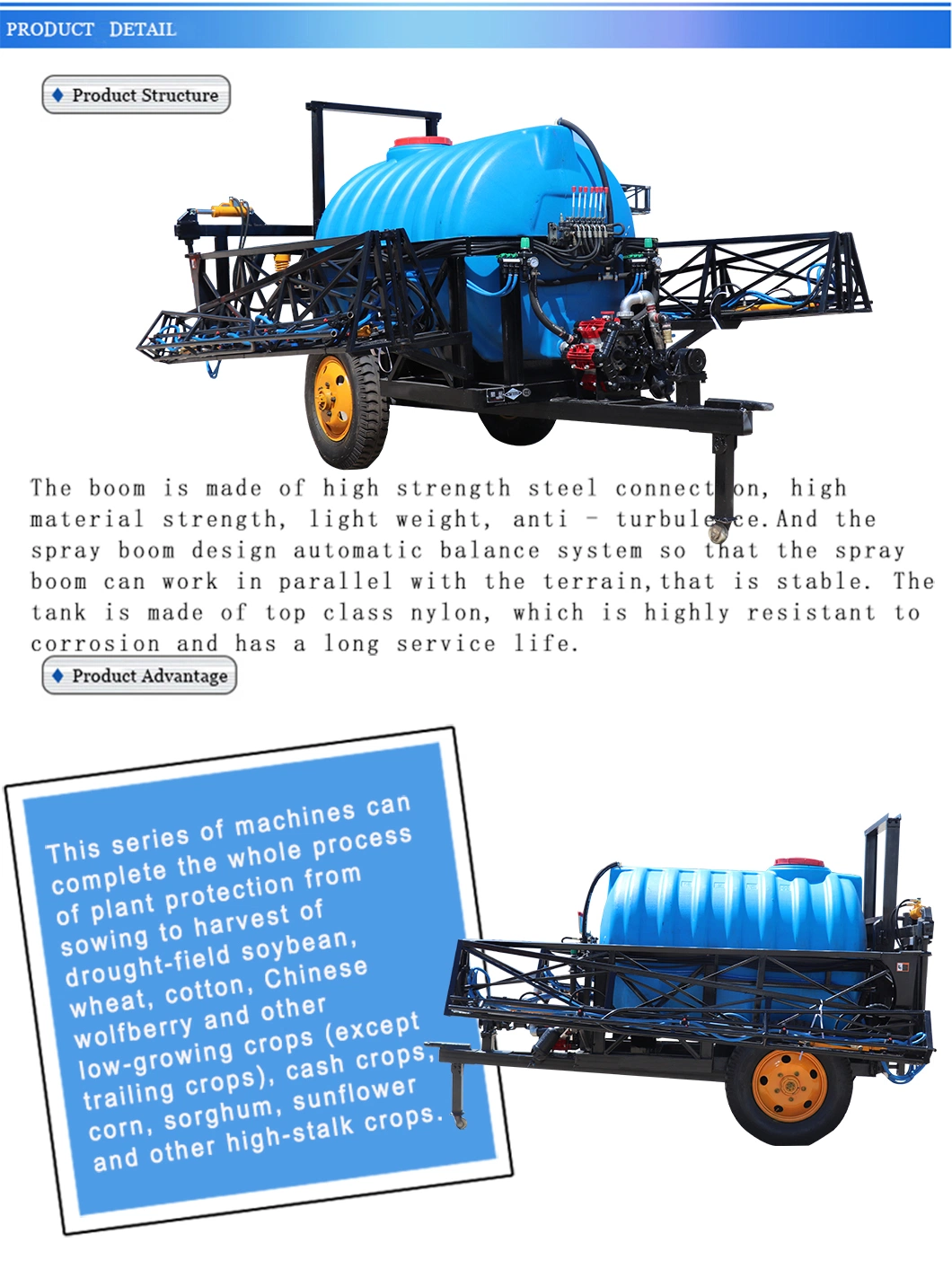 Drawn Agricultural Machinery Power Pump High Pressure Misting Machine Tractor Mounted Boom Sprayer