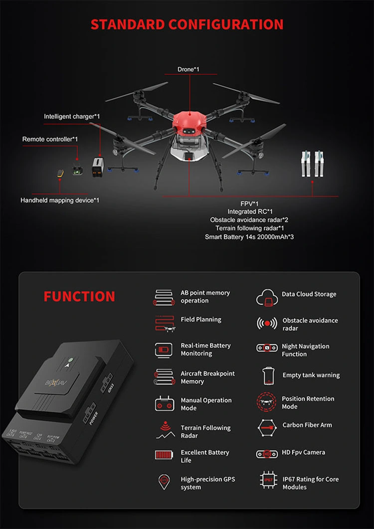 16L Payload 4-Axis Foldable Carbon Fibre Arm Quadcopter Drone Farming Agriculture Drone