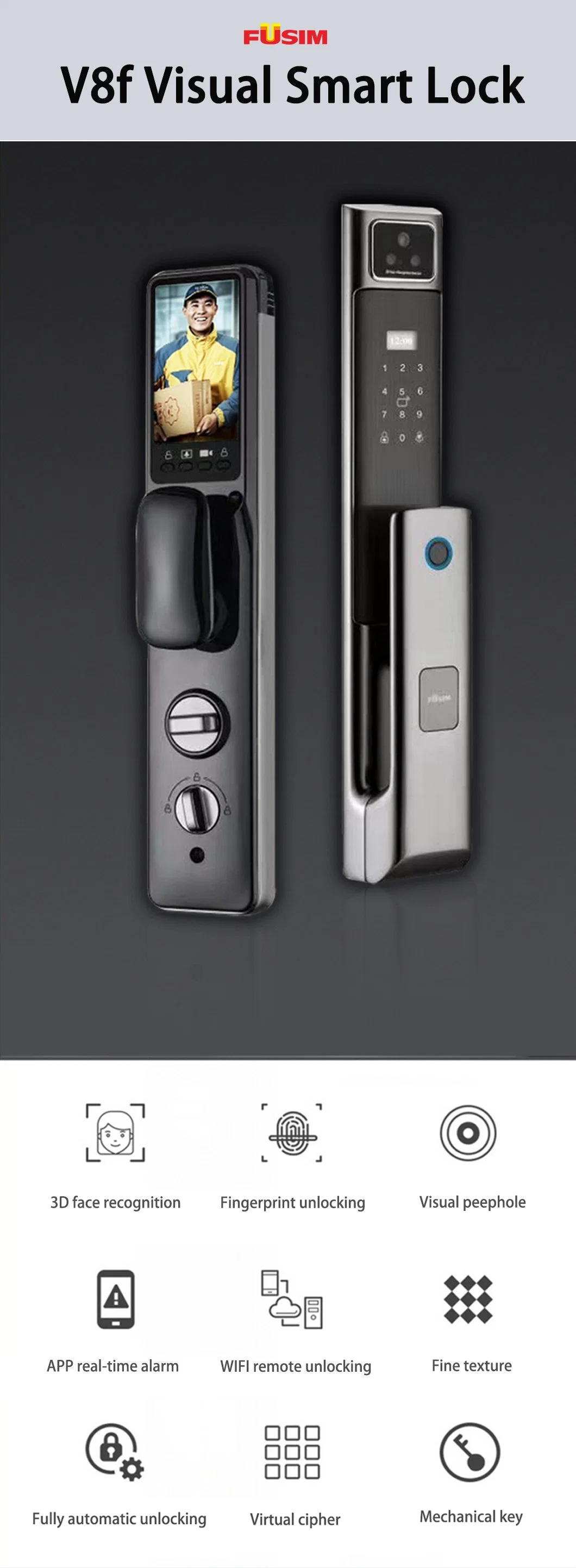 Fusim Security Steel Room Door with Smart Lock