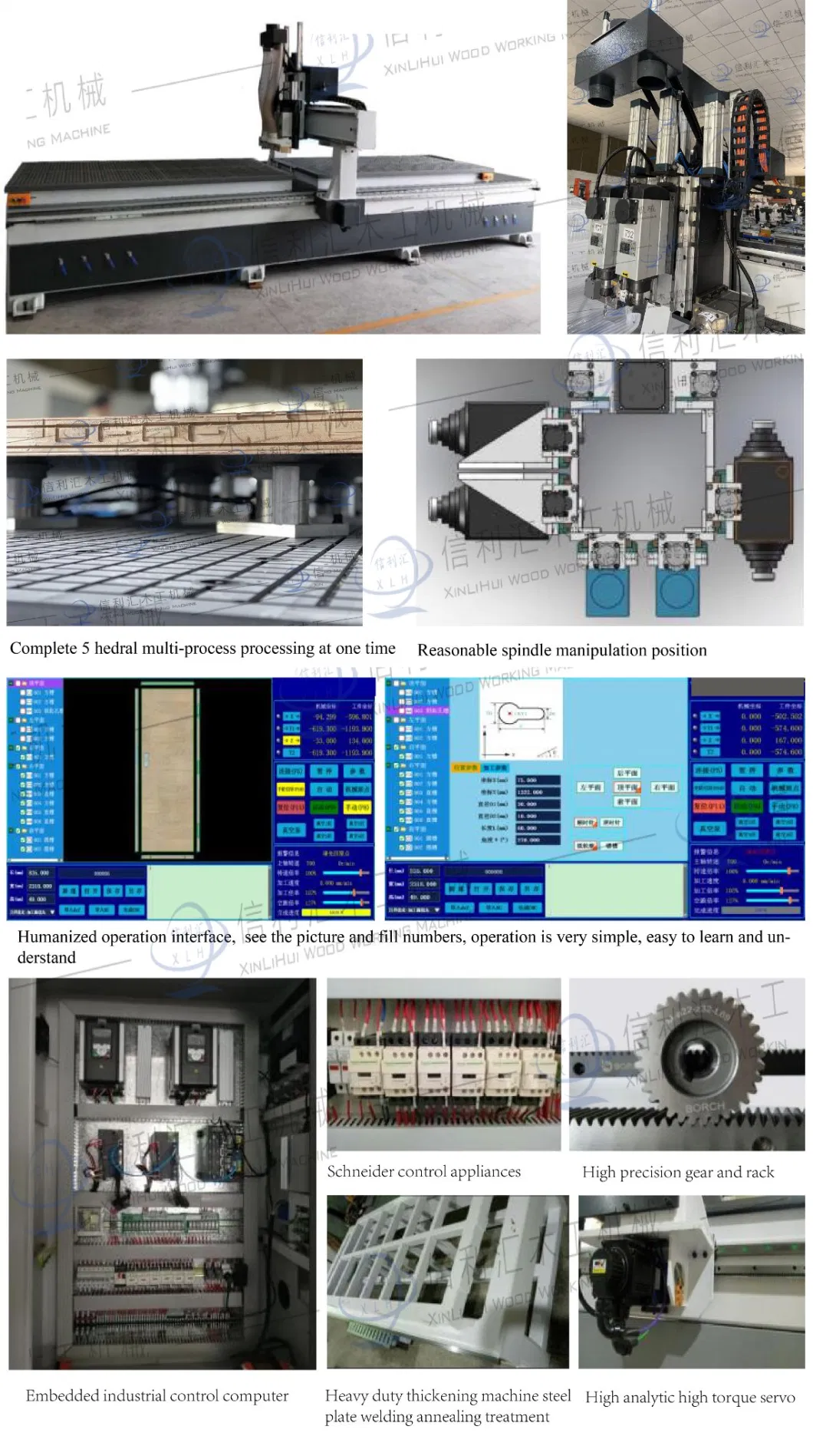 CNC Engraving Cutting Router Machine, CNC Wooden Door Lock Hole Lock Groove Machine Price, Wooden Door Hinge Comprehensive Processing Machine Panel Furniture