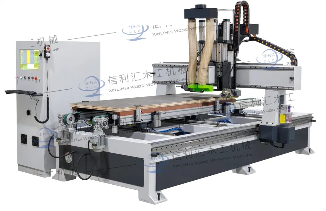 CNC Engraving Cutting Router Machine, CNC Wooden Door Lock Hole Lock Groove Machine Price, Wooden Door Hinge Comprehensive Processing Machine Panel Furniture