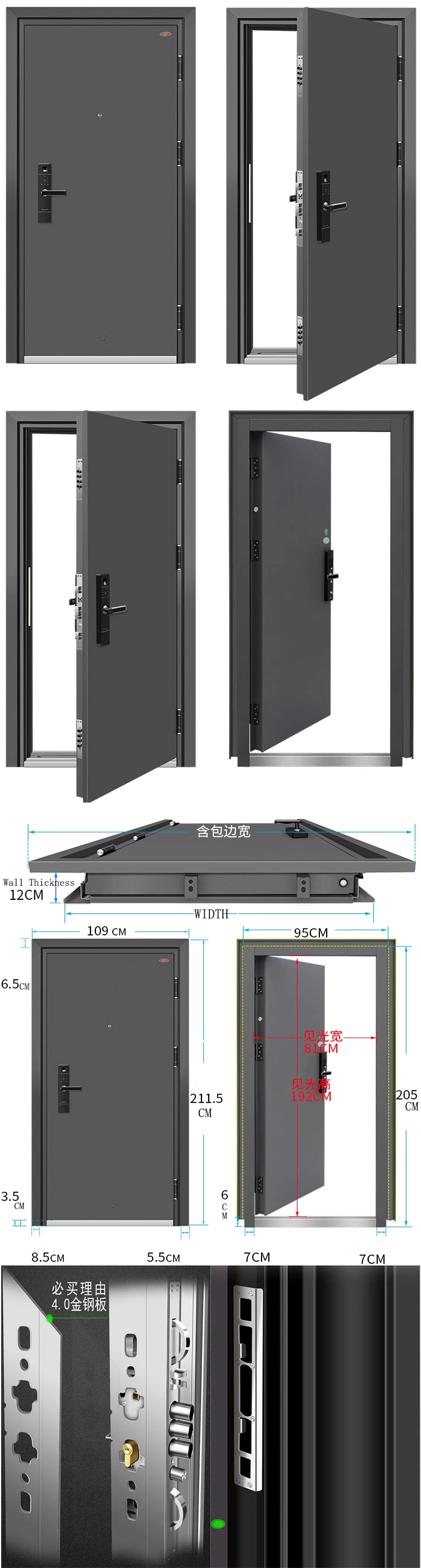 Guangdong Top Brand French Aluminum Metal Steel Doors Price