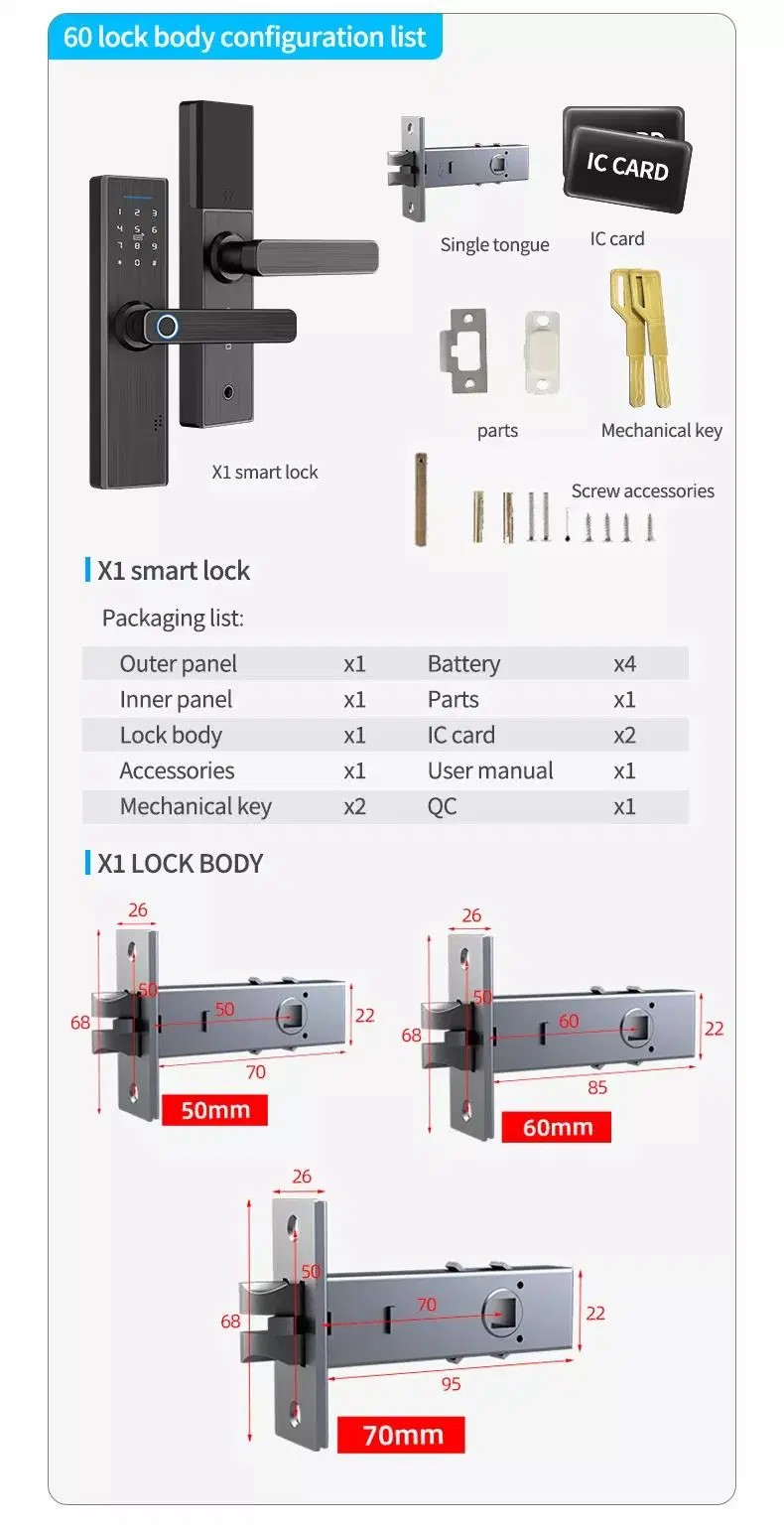 Smart Fingerprint Password Card Touch Intelligent Handle Office Tuya APP Waterproof Outdoor Commercial Parking Cabinet Combination Door Lock