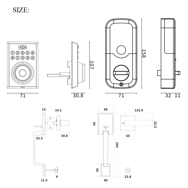 60/70mm Adjustable Latch Smart Entrance Lock