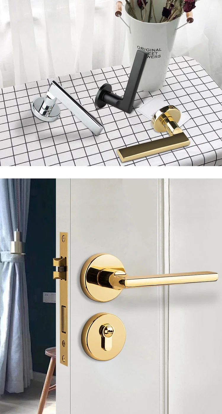 Classic Chrome Golden Lever Handles Door Tubular Lock Mortise Door Lock