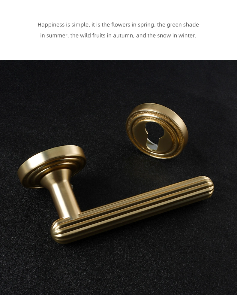 Decorative Bedroom Magnetic Door Lock European Style Gold Textured Door Handle Wholesale Zinc Door Handle