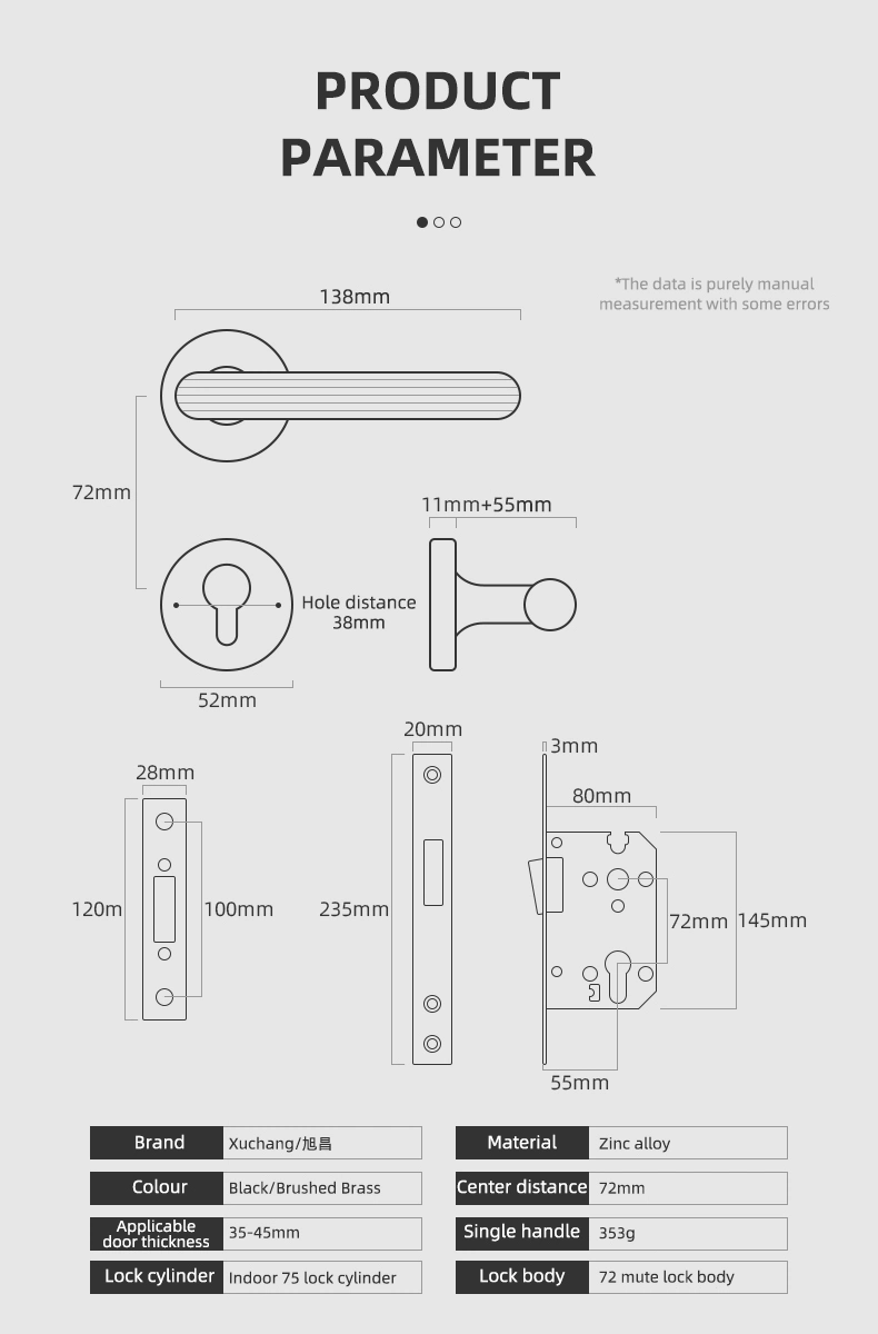 Decorative Bedroom Magnetic Door Lock European Style Gold Textured Door Handle Wholesale Zinc Door Handle