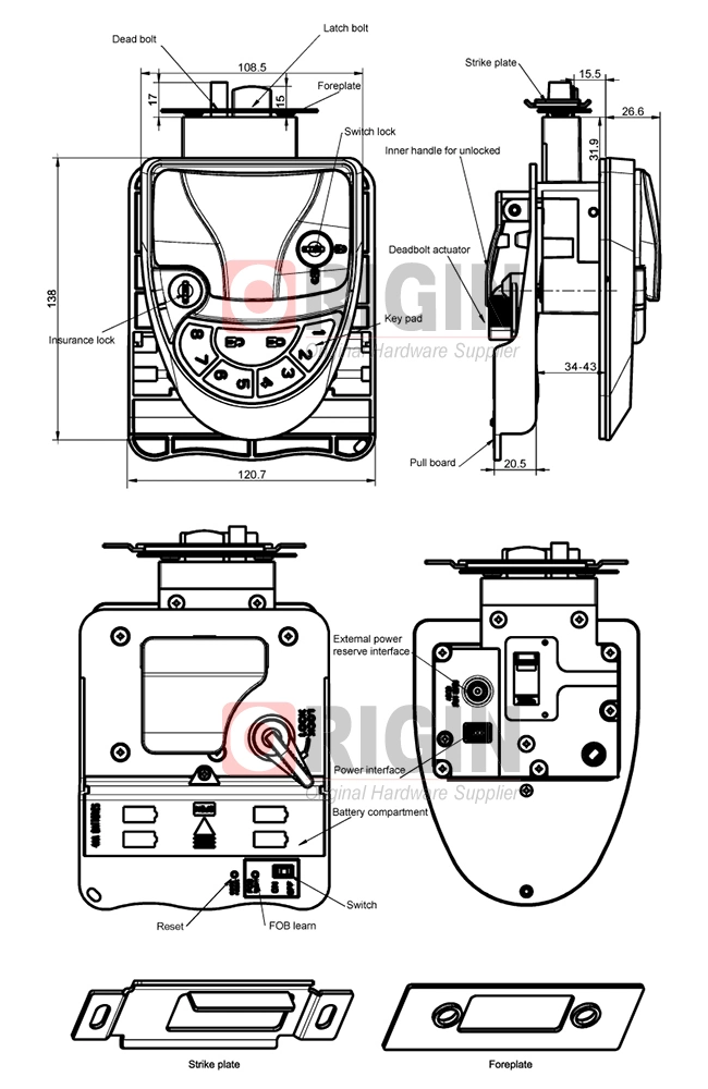 Electric Keyless RV Entry Door Lock with Intergrated Keypad Trailer Lock