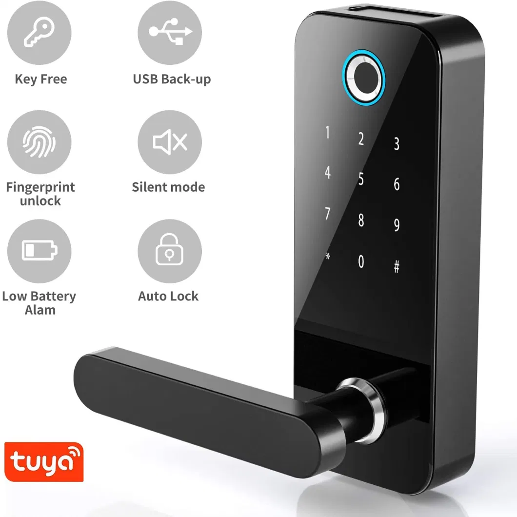 Waterproof Smart Door Lock Ttuya WiFi Fingerprint Home Lever Gate Lock