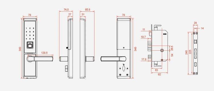 Digital Security Electronic Fingerprint Enabled Apartment Control Electronic Smart Door Lock