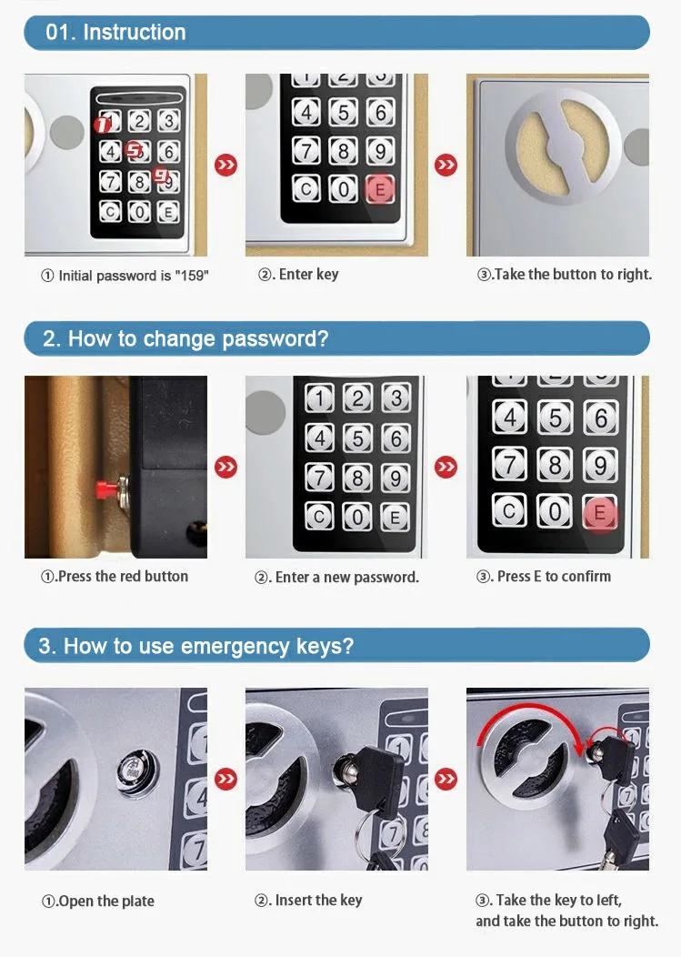 Home Smart Small Metal Safe Deposit Box Safety Password Fingerprint Lock Safe