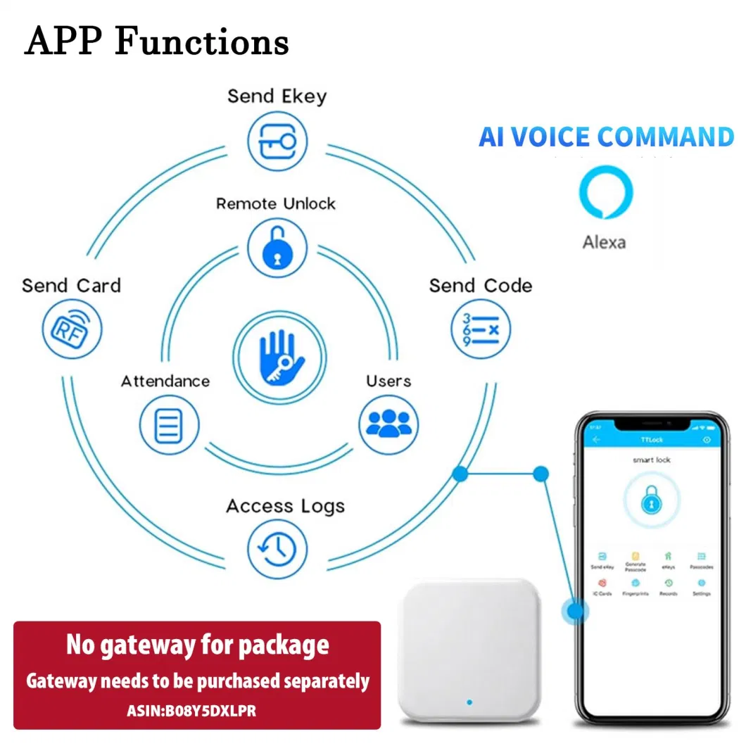 Home Use Aluminium Alloy Deadbolt Lock Password Card Unlocking Biometric Fingerprint Lock with Keys