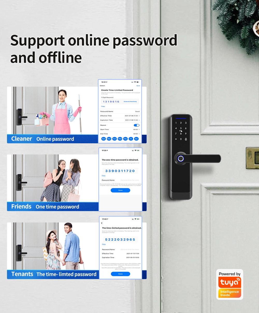 Smart Tuya WiFi Electronic RFID Fingerprint Keyless Password Outdoor Waterproof Smart Lock