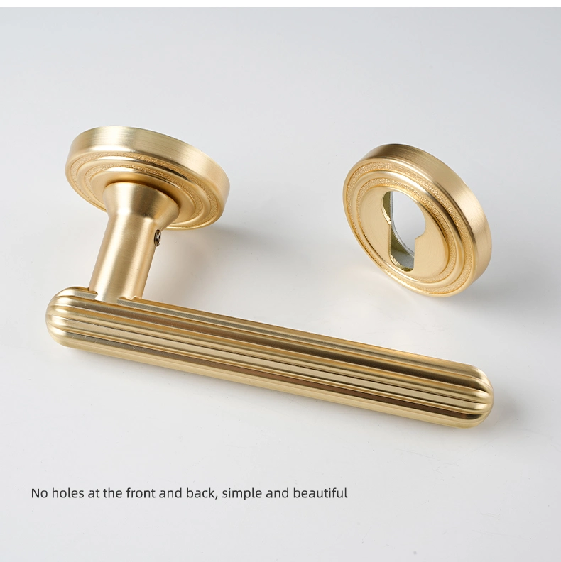 Decorative Bedroom Magnetic Door Lock European Style Gold Textured Door Handle Wholesale Zinc Door Handle