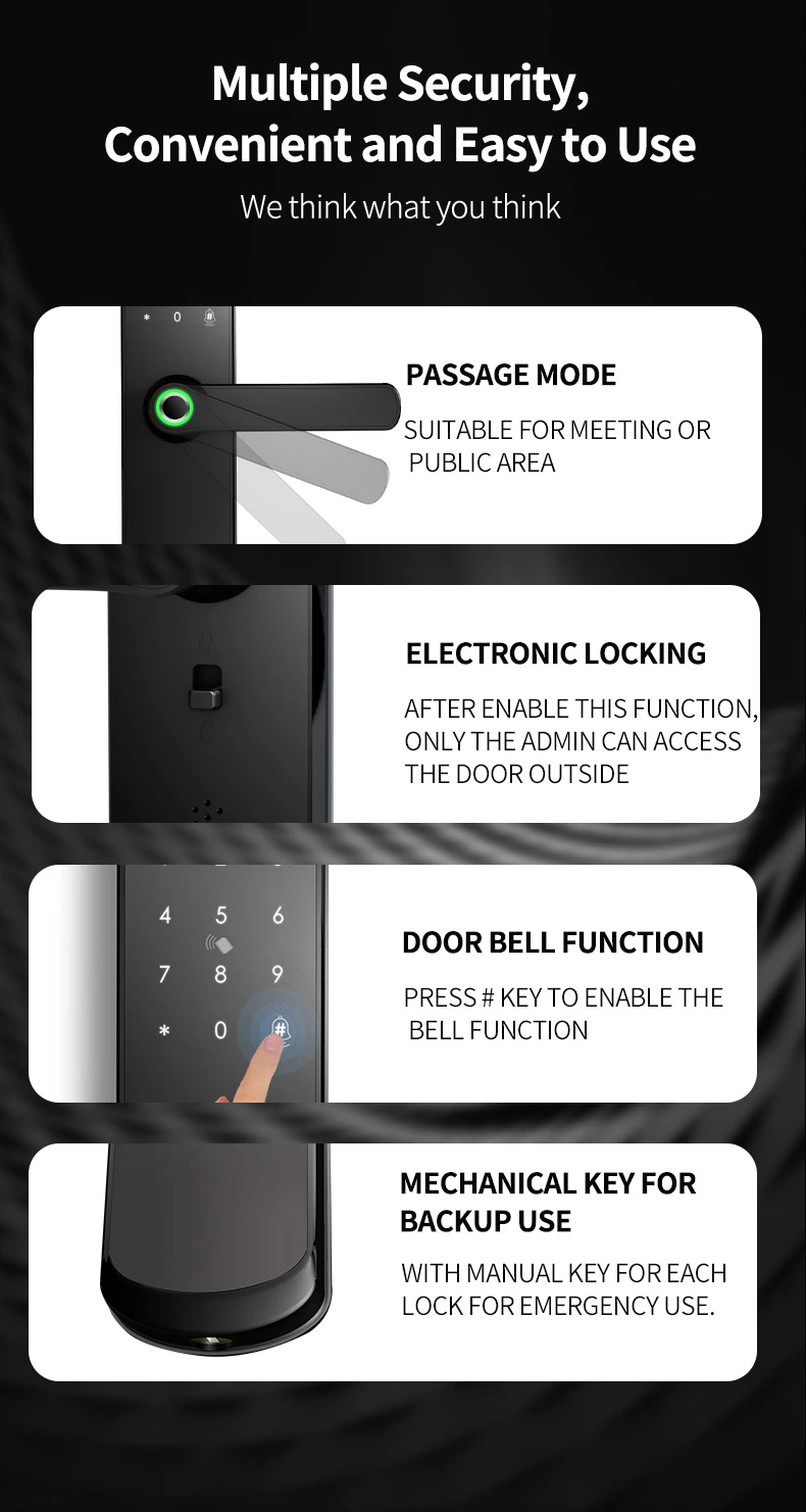 Biometric Updated Stock Elegent Door Gate Tt WiFi Fingerprint Smart Door Lock