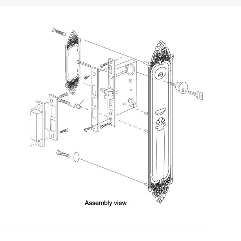 European Style Home Hardware Furniture Antique Brass Hotel Interior Lever Handle Door Mortise Key Lock