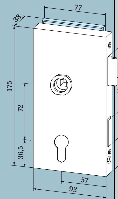 Building Hardware Stainless Steel Safety Door Center Lock Security Glass Door Lock