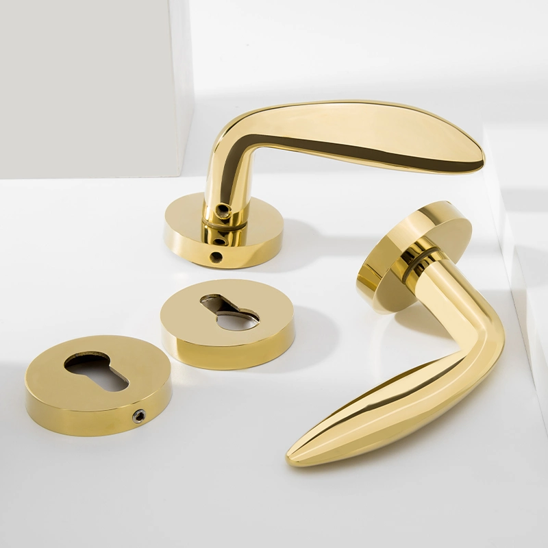 Zinc Alloy Single Type Gold Door Lock Handle for Bedroom (Sn-9)