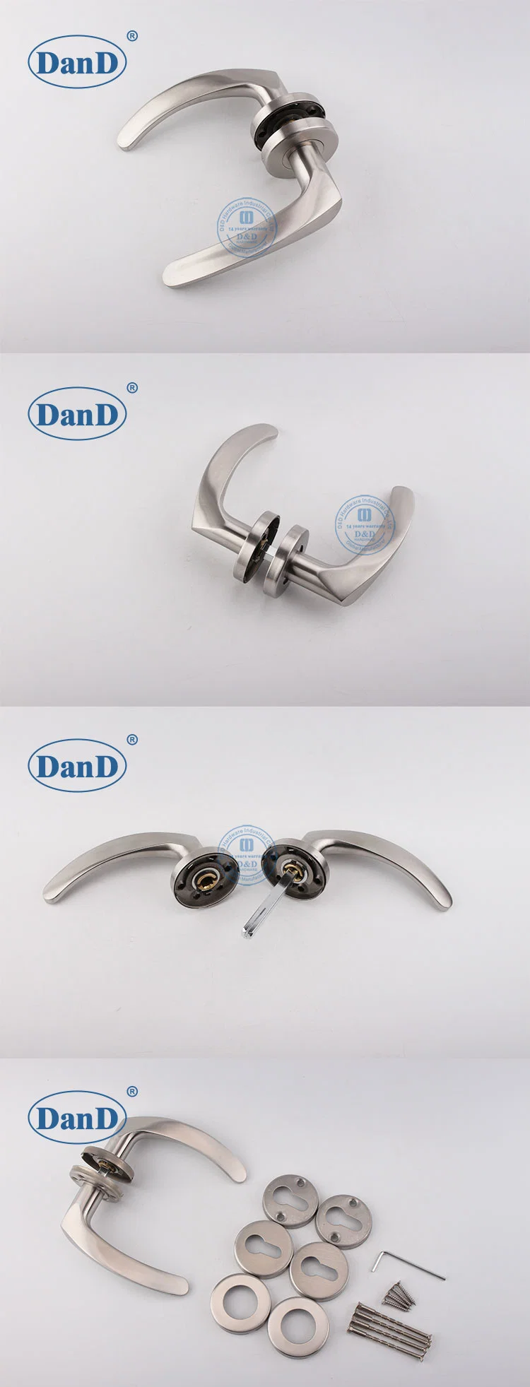 Silver Stainless Steel Modern Home Hardware Bedroom Door Lever Handle