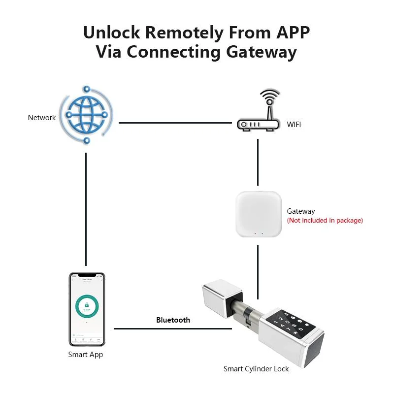 RFID Card Keyless Electronic Digital Cylinder Smart Door Lock with Ttlock APP