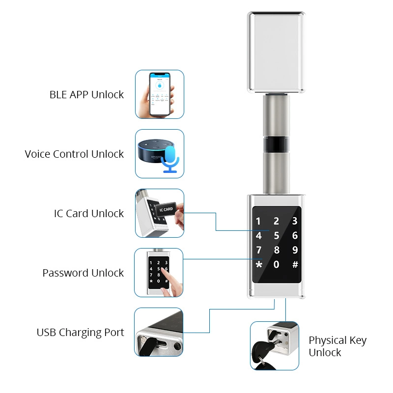 RFID Card Keyless Electronic Digital Cylinder Smart Door Lock with Ttlock APP