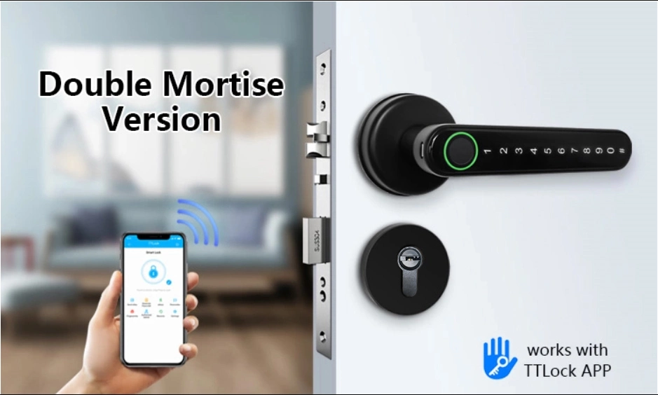 Split Lever Fingerprint Recognition Lock Smart Wooden Door Handle Lock Tuya WiFi APP