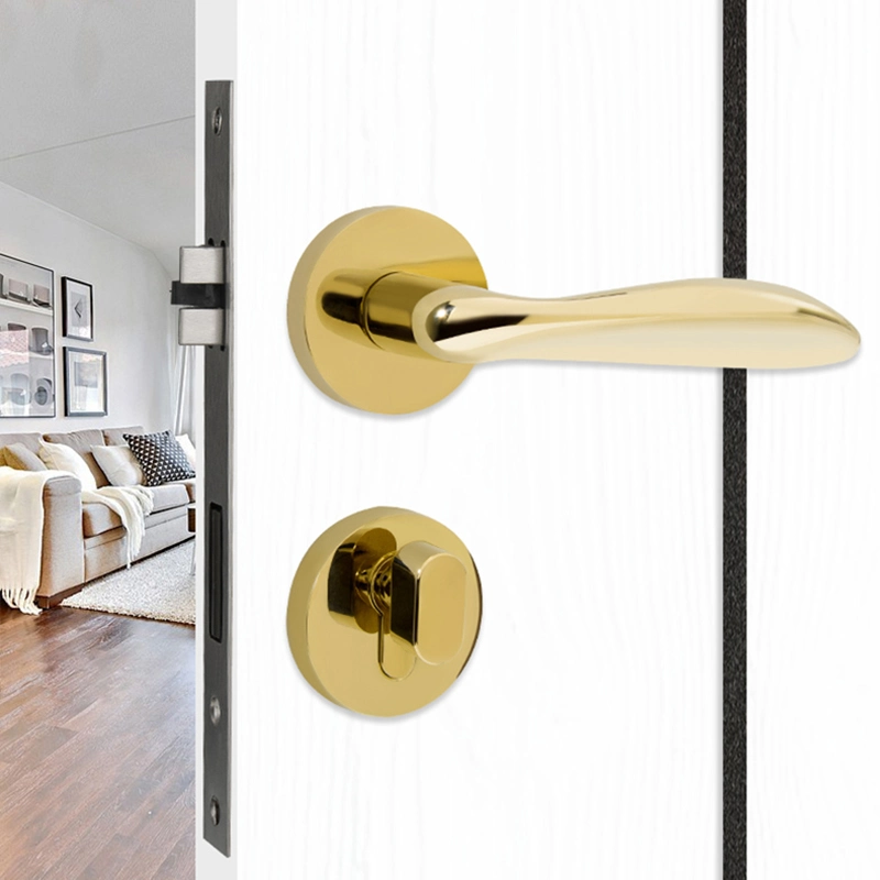 Zinc Alloy Single Type Gold Door Lock Handle for Bedroom (Sn-9)