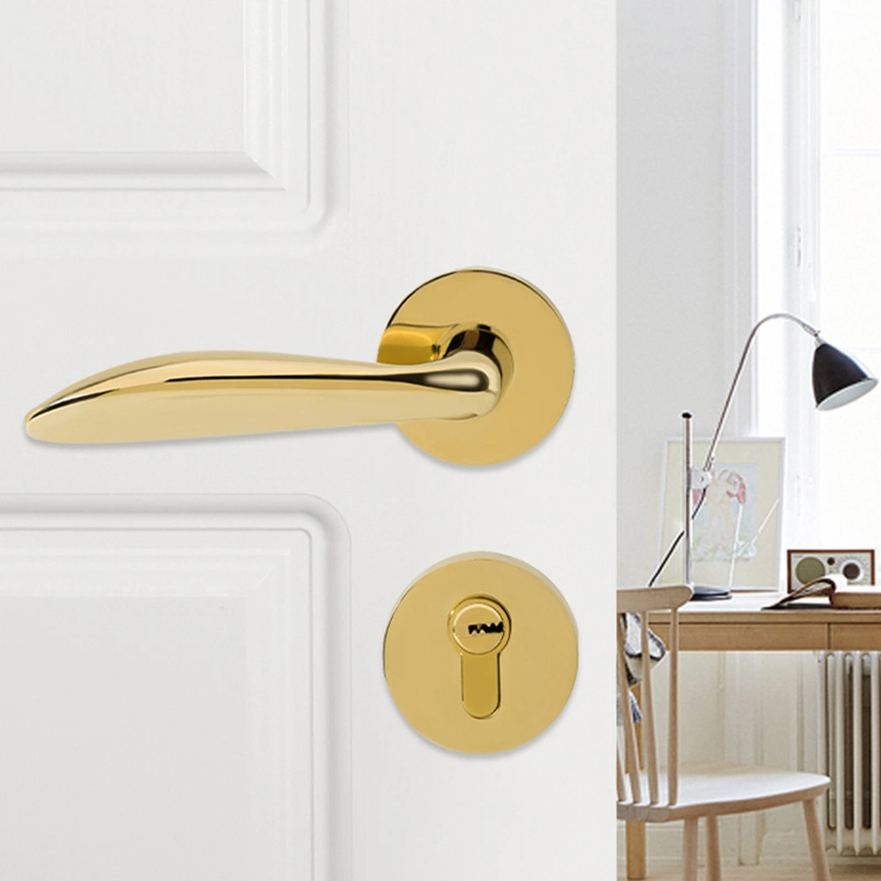 Zinc Alloy Single Type Gold Door Lock Handle for Bedroom (Sn-9)