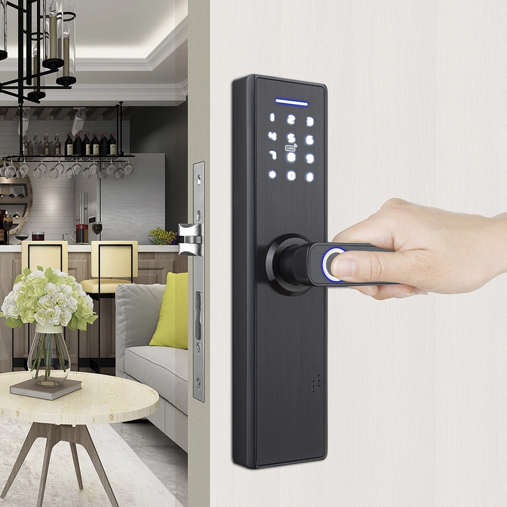 Smart Fingerprint Password Card Touch Intelligent Handle Office Tuya APP Waterproof Outdoor Commercial Parking Cabinet Combination Door Lock