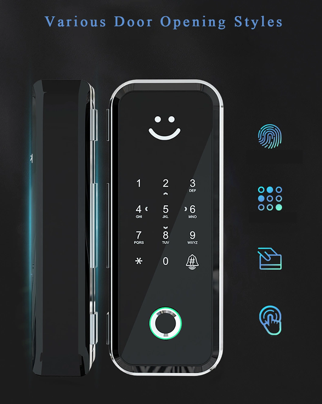 Security Glass Door Keyless Ttlock Small Door Lock Fingerprint Digital Cerradura Intelligente Smart Lock Door