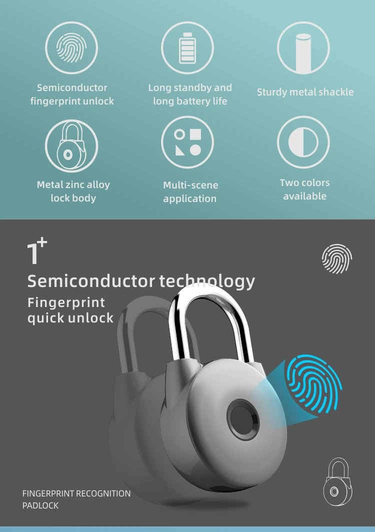 Rechargeable USB Quick Unlock Smart Biometric Thumbprint Padlock Fingerprint Padlock Smart Lock