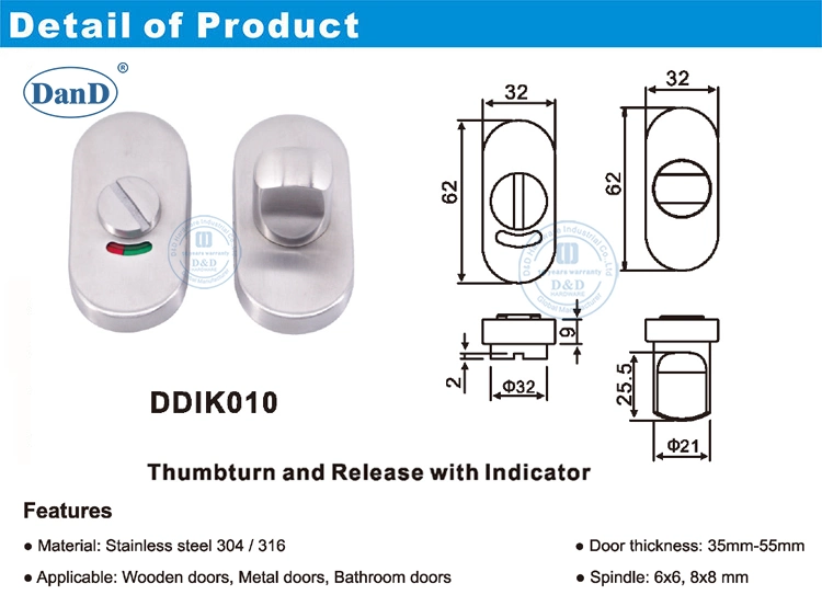 China Supplier Bathroom Toilet Indicator Door Lock Thumb Turn Lock