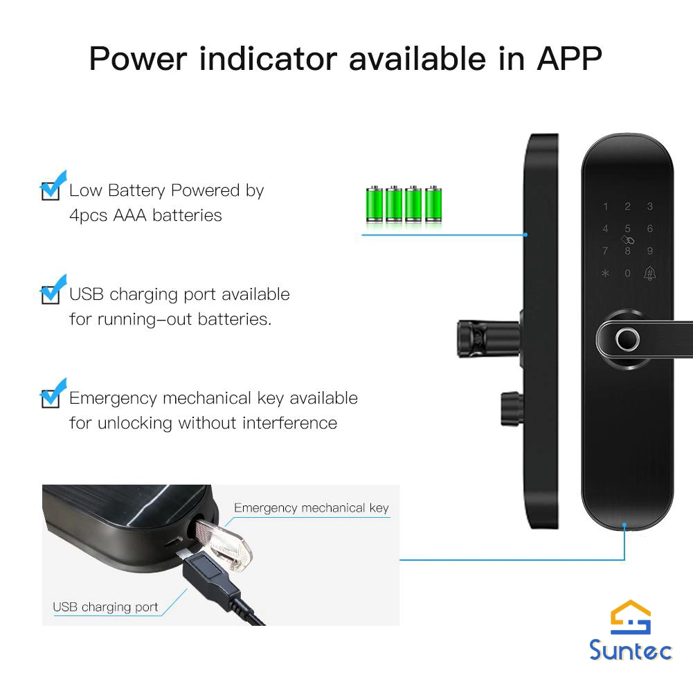 Touchscreen WiFi Enabled Deadbolt Works with Tuya Smart/Smart Life APP