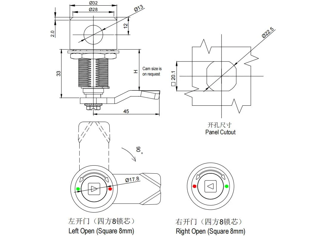 Customized Positioning Tool Type Room Drawer Inner Door Lock