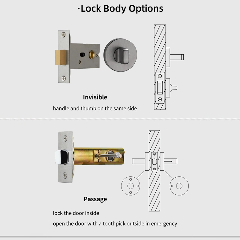 Koppalive High-End Minimalist Bedroom Gold Brass Passage Privacy Door Lock Set Lever Door Handle