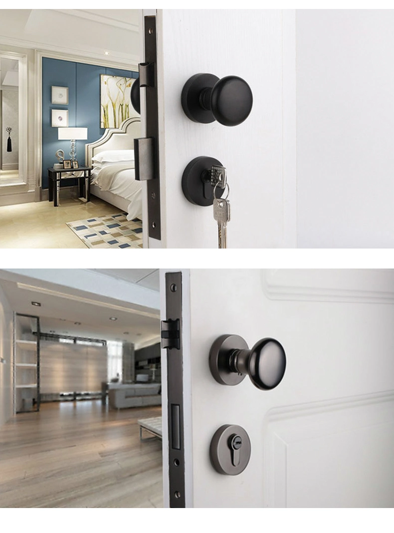 Modern Simple Zinc Alloy Mushroom Round Shape Door Lock, Easy to Install Office and Home Inner Door Lock