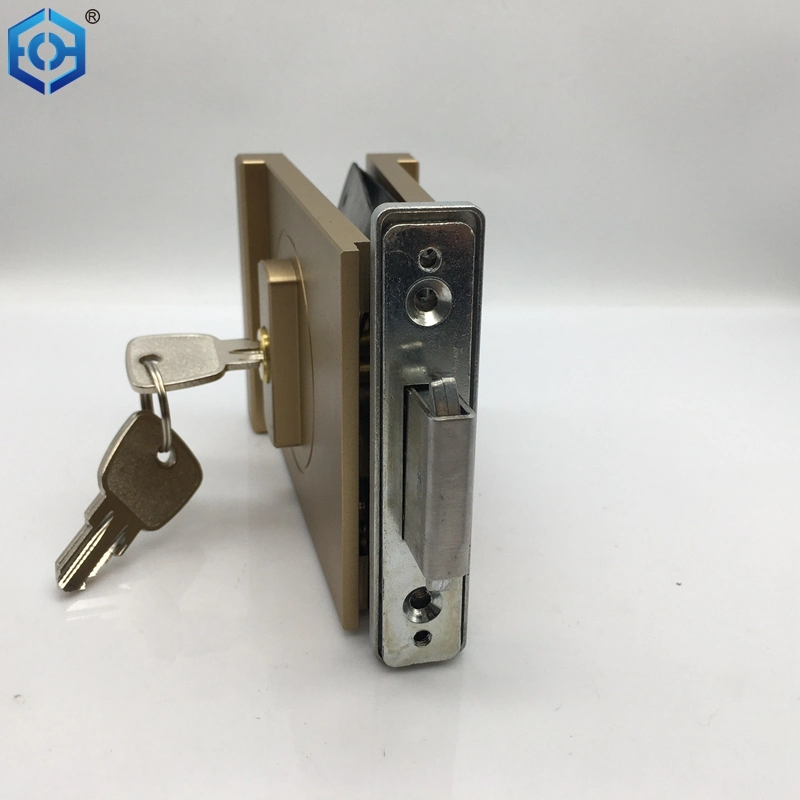 Golden Aluminum Slim Frame Sliding Glass Door Handle Lock